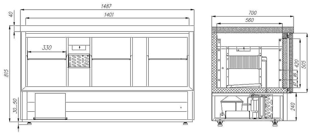 Стол холодильный Polus T70 M3GN-2 9006