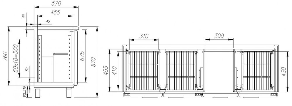 Стол холодильный Polus T57 M3-1 0430-1(2)9 (BAR-360 Сarboma)