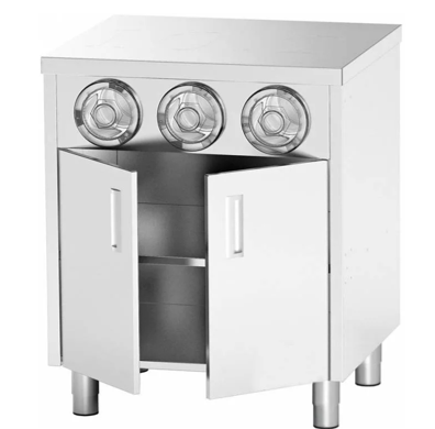 Стол-тумба с диспенсерами для стаканов Restoinox СПЗРД3-8/6-Б