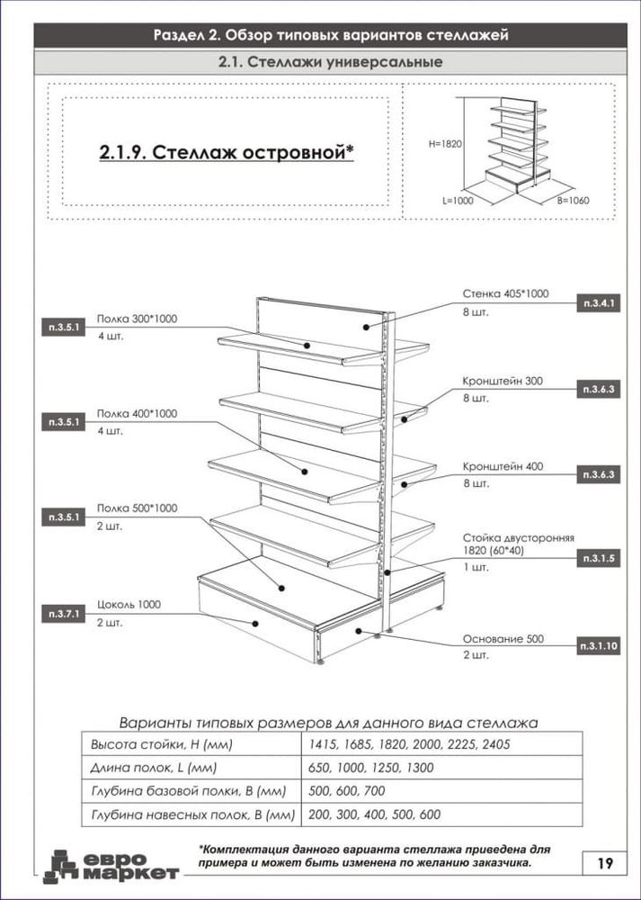 Стеллаж островной